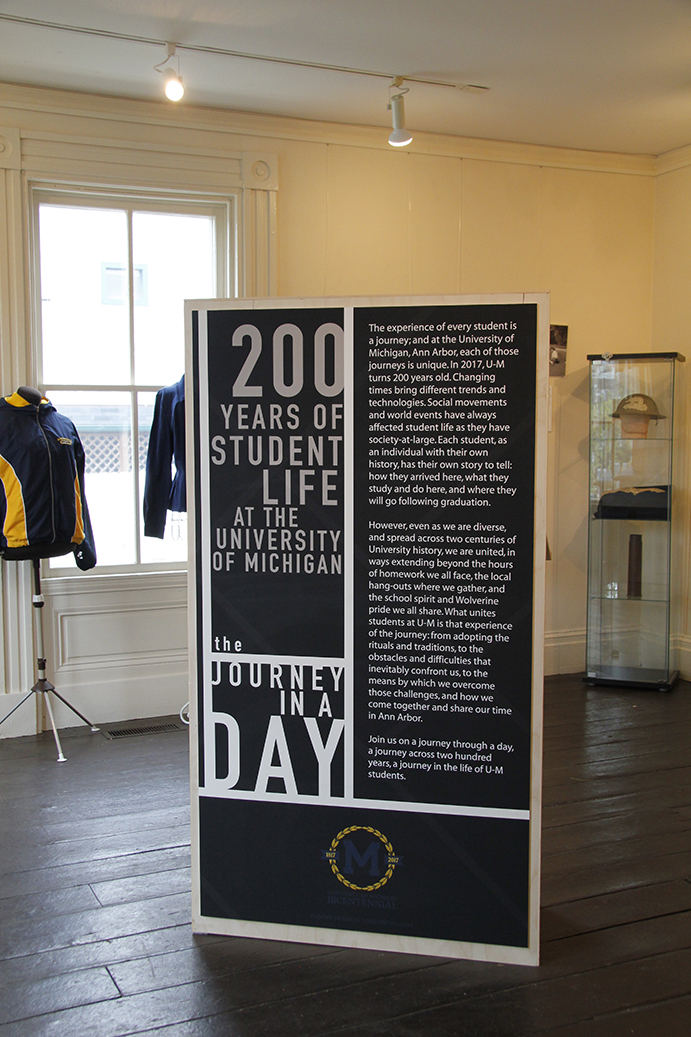 U-M students teamed up to create this sweeping exhibition, surveying 200 years of daily rituals, social life, challenges, victories, and the roles U-M students have played in historic events.