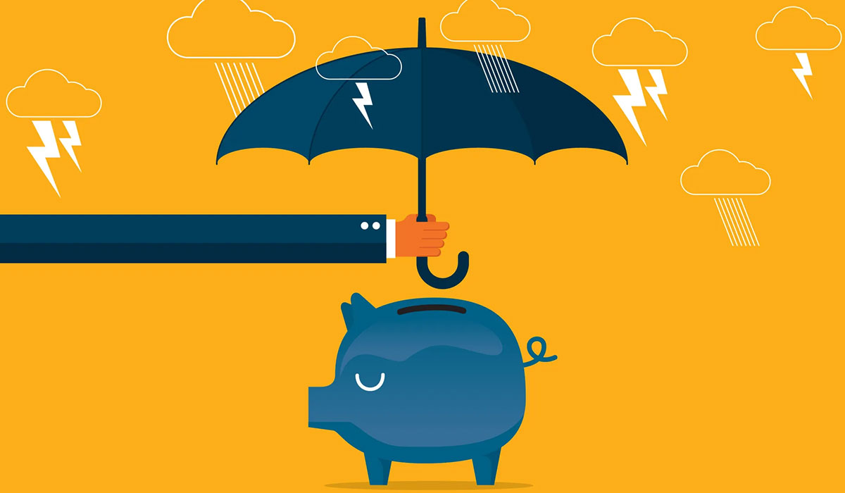 Blue Pig Umbrella Yellow Clouds