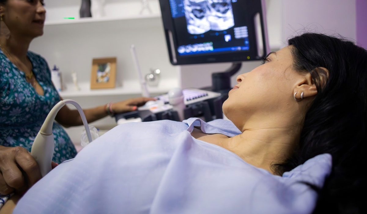 Latina Woman Ultrasound Fibroids Test