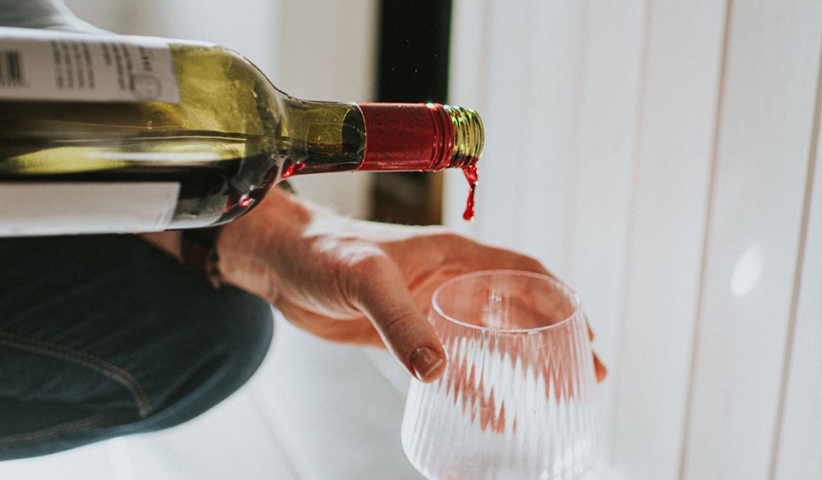 Red Wine Bottle Glass Pour