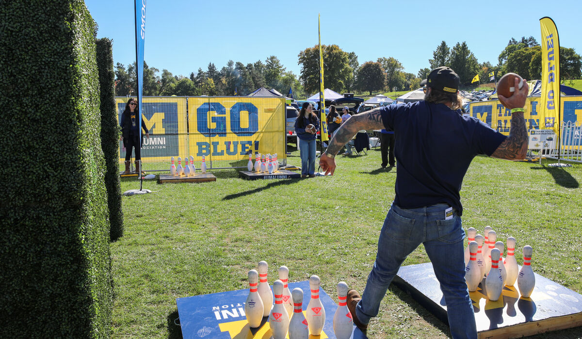 A man throws a football