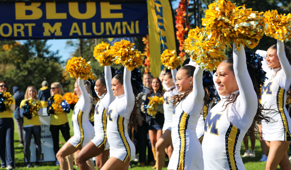 The Michigan Cheer team performs
