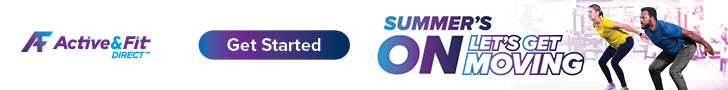 Graphic promoting Active&Fit Direct. Text reads: "Summer's on, let's get moving."