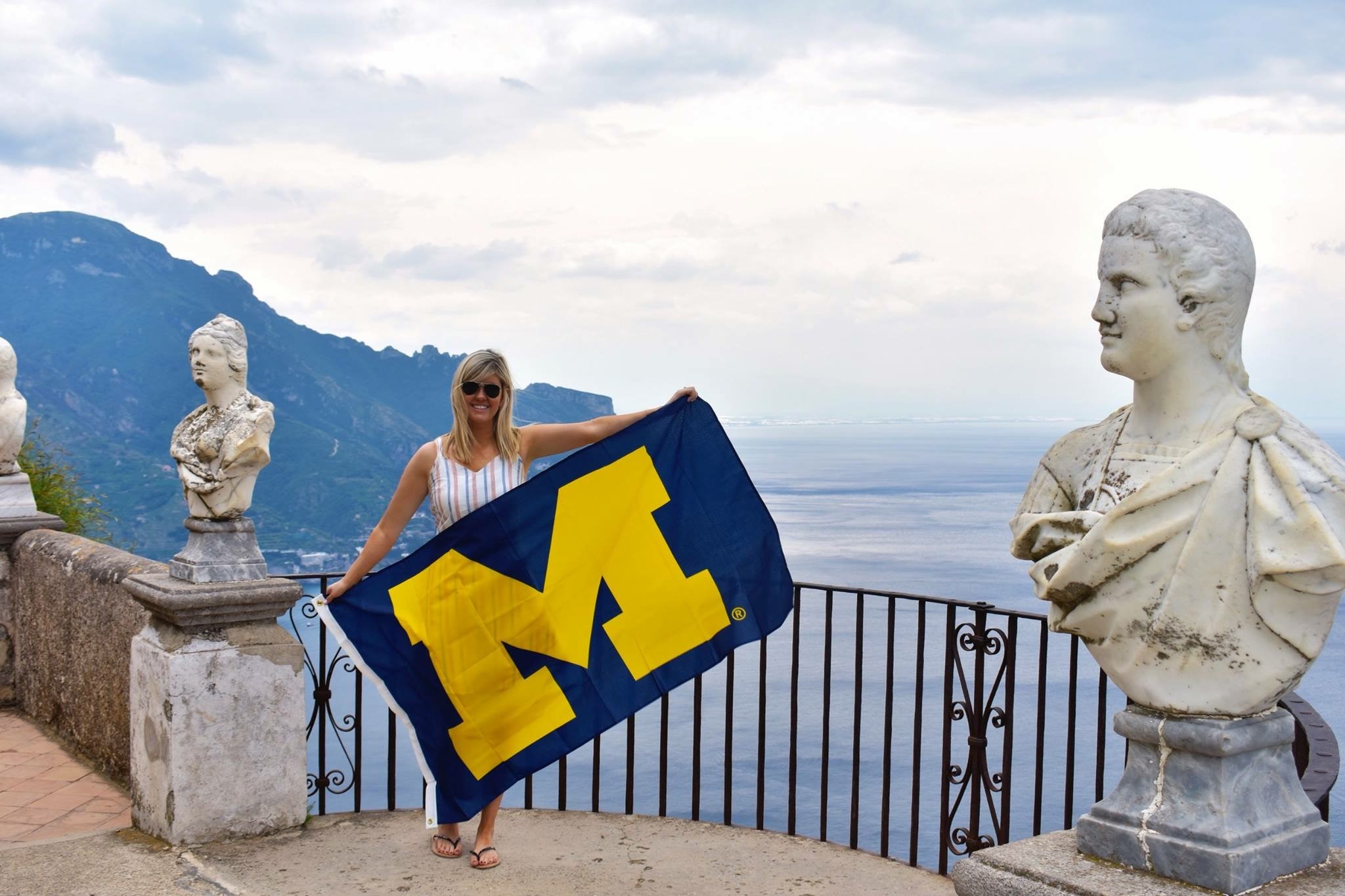 In July, Kathleen Laura, ’08, flew the U-M flag in Ravello, Italy.