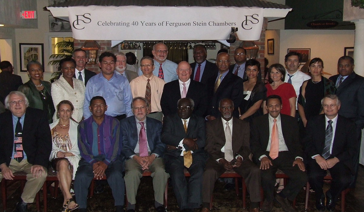Attorneys and employees at Ferguson Stein Chambers celebrate a milestone