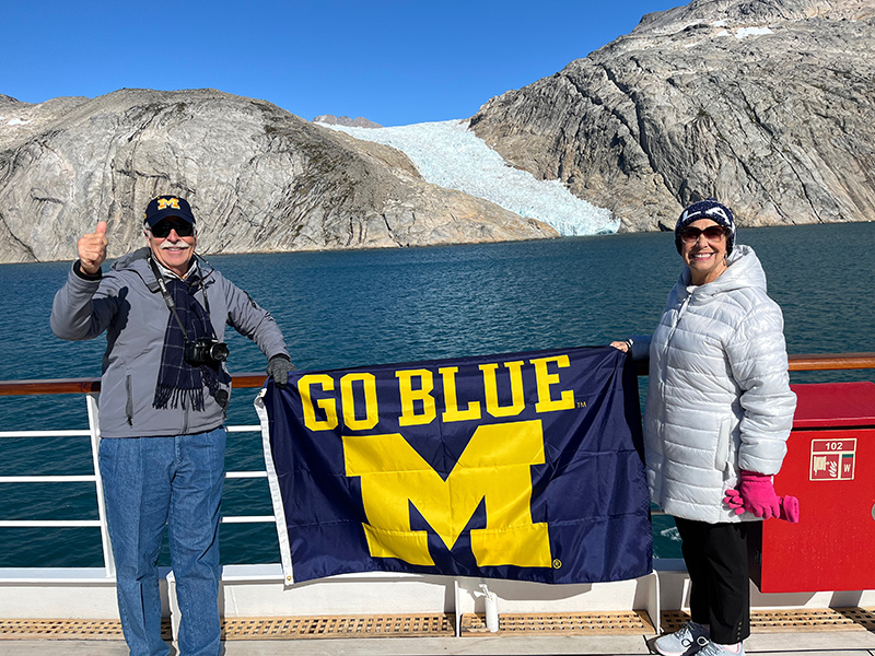 In September, Deborah and George Baumgartner, ’69, DDS’74, cruised through Prince Christian Sound in Greenland, viewing many majestic glaciers along the way.