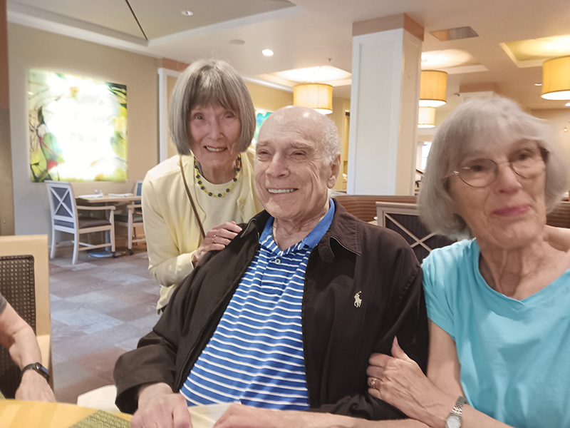 Peter Beck sent in this photo of a Wolverine reunion in Boulder, Colorado. His mother, Martha Oetzel, ’64, is on the right; her maiden name Is Zeeb, the same as the Ann Arbor road. On the left is Barbara Mallek, ’64, whose father, Kasimir “Cash” Mallek, co-founded the former Mallek Service gas station in Ann Arbor, which was in business from 1941-2022. In the middle is William Shiovitz, ’65, MD’67, who practiced internal medicine in Boulder until his retirement in 2004.