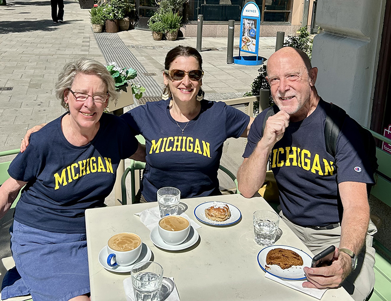 Christine Carlson Bloch, ’71, her daughter, Anna Bloch, ’97, and Christine’s brother, Alan Carlson, ’69, MALS’70, enjoy fika – a coffee break with friends and family – at the Swedish History Museum in Stockholm.