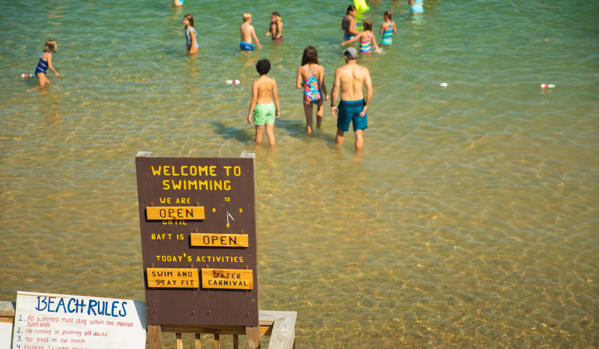 Swimming at Camp Michigania