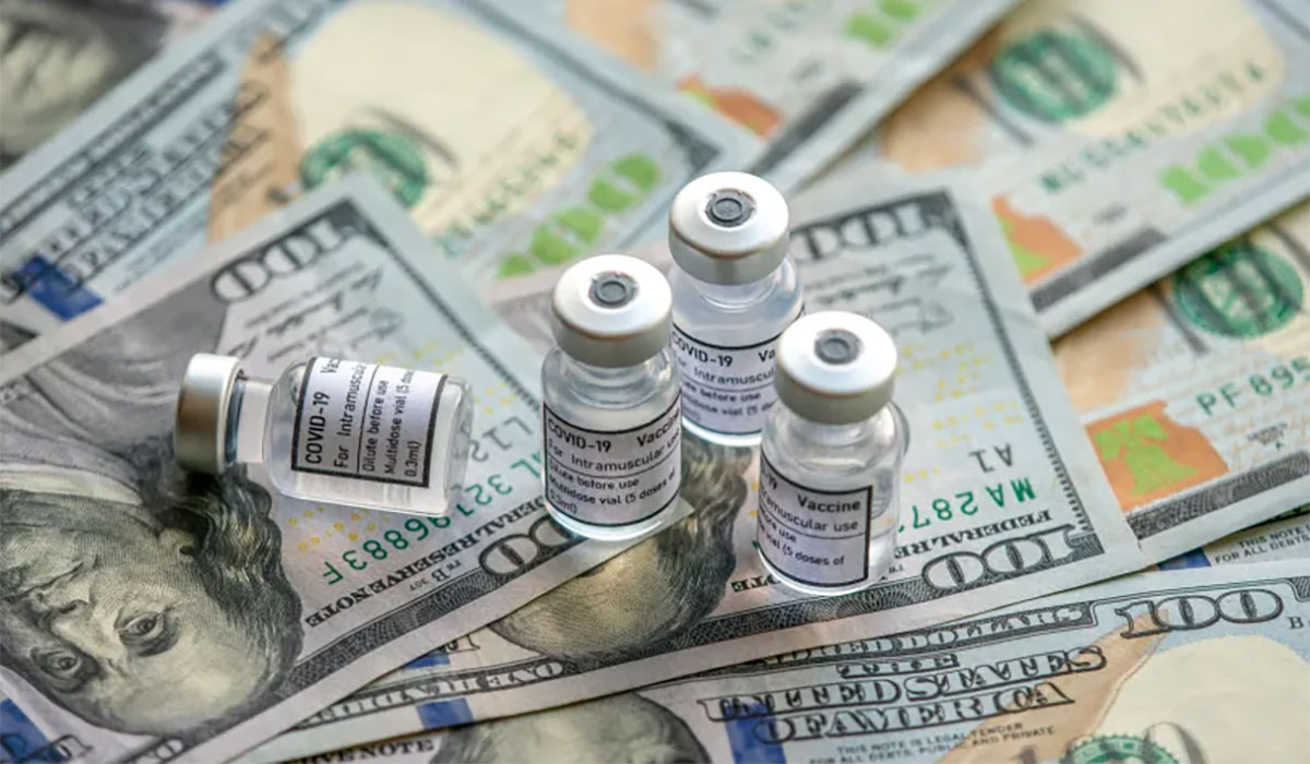 COVID Vaccine Vials Money Cash