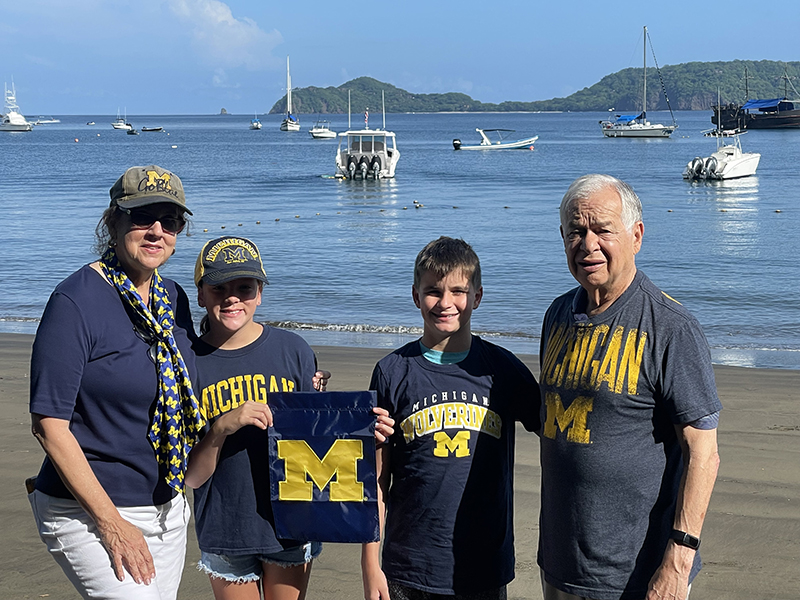 Jaime Chahin, MSW’76, PhD’77 (right), professor and dean of the College of Applied Arts at Texas State University, and family exclaimed “Pura vida!” on a recent trip to Costa Rica.