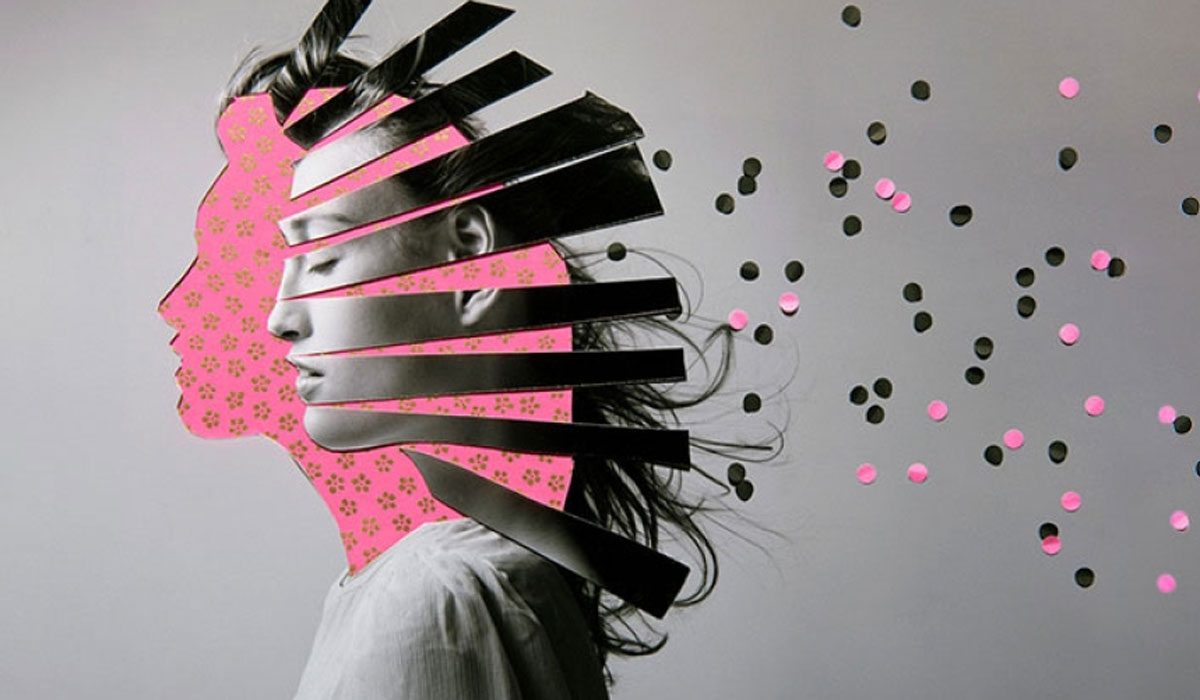 Collage Woman Face Confetti Mind 1