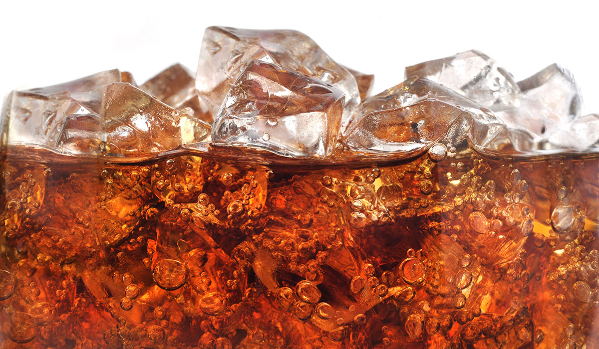 Detail Of Cold Bubbly Carbonated Soft Drink With Ice