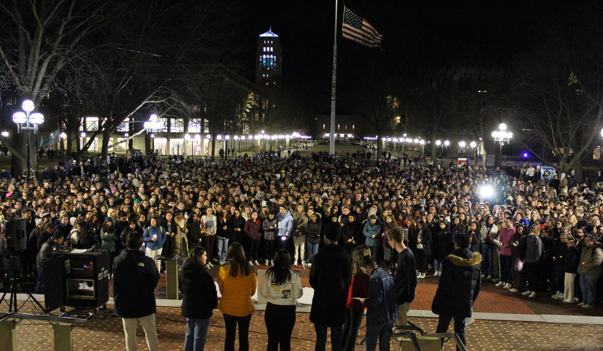 Hundreds of students gathered on the Diag to hold a vigil for the victims of the Michigan State University shooting.