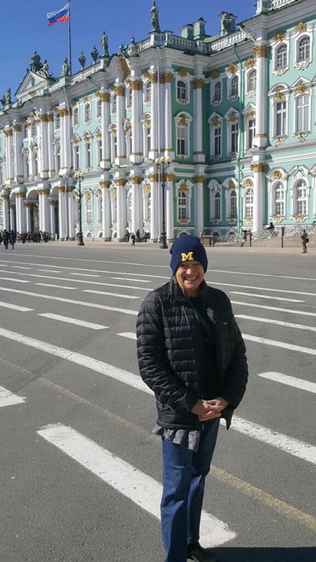 Gay Curtiss-Lusher, ’74, MA’77, visited the State Hermitage Museum—the second-largest art museum in the world—during her trip to St. Petersburg, Russia.