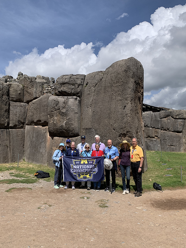 Alums had a great trip to Peru, visiting the Amazon jungle, Iquitos, Lima, Cusco, Ollantaytambo, and the ancient sites of Machu Picchu and Sacsayhuaman (pictured). Attendees were Julie, ’82, and Robert Brooks, ’77, MSE’80; Mary Alice, ’80, MSE’81, and Ed Brunner, ’80; Ellen Collins, ’72, and Dan Krechmer, ’72; Sue, ’65, and John Delos, ’65; P.J. Handiland and Bill Diefenbach, ’72.