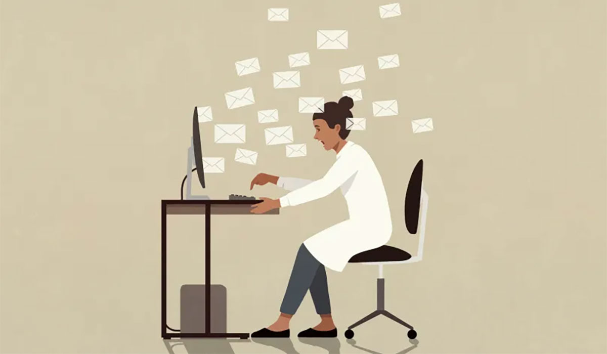 Doctor Overwhelmed Email Computer Messages