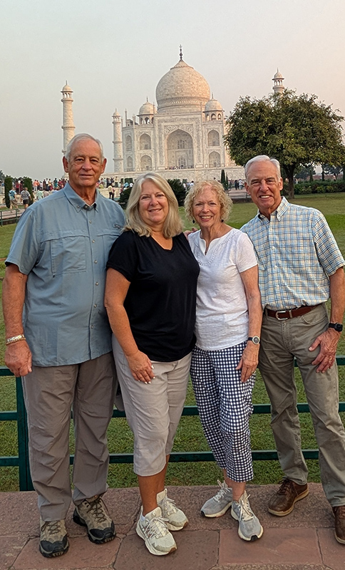 U-M alums took in the beauty of India’s Taj Mahal during an October trip. From left to right are: Tom Edson, ’72, MSME’74; Maureen Victor Edson, ’83; Beverly Sandelman, ’67; and Bob Sandelman, ’66, MBA’67.