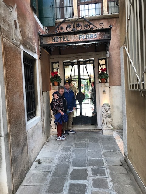 Ritch Eich, PhD’77, and his wife, Joan, heard shouts of “Go Blue!” on each stop of their European tour. Pictured here in Venice, Italy, they also journeyed to Spain, France, Greece, and other memorable places.