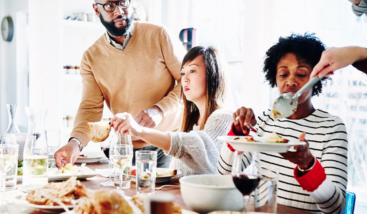 Friends Adults Thanksgiving Dinner Table