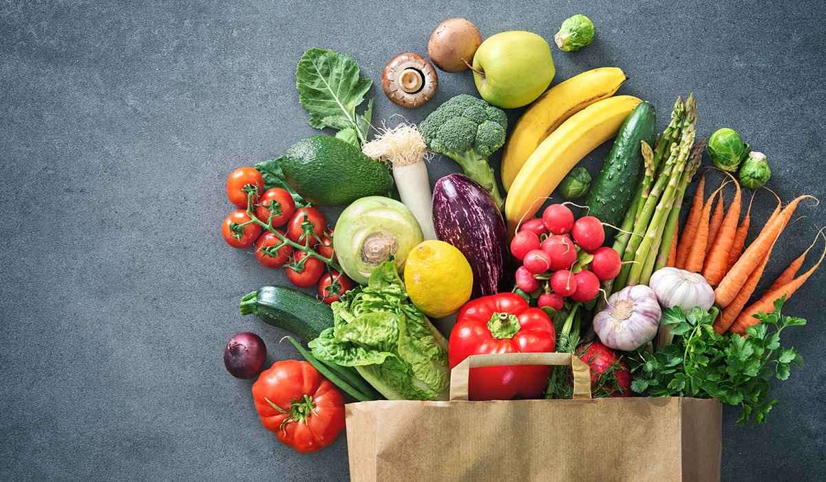 Shopping Bag Full Of Fresh Vegetables And Fruits