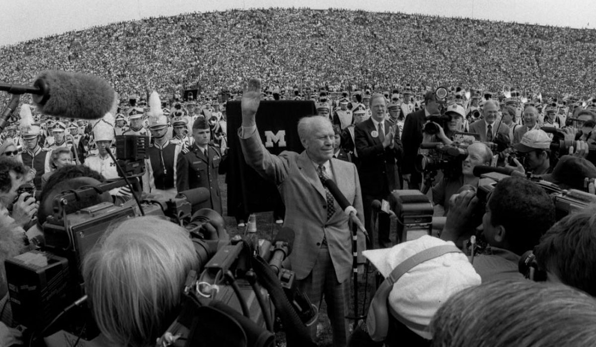 Gerald Ford At His Number Retirement Ceremony In Michigan Stadium 1