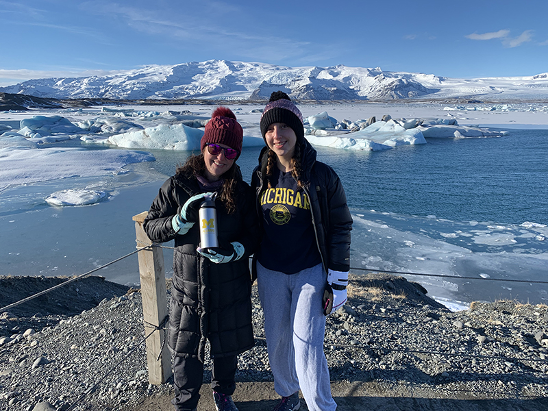 In February, Stacey Gish Wallenstein, ’00, and her future-Wolverine daughter, Rebecca Wallenstein, took in the sights of the Jokulsarlon glacier lagoon in southern Iceland.