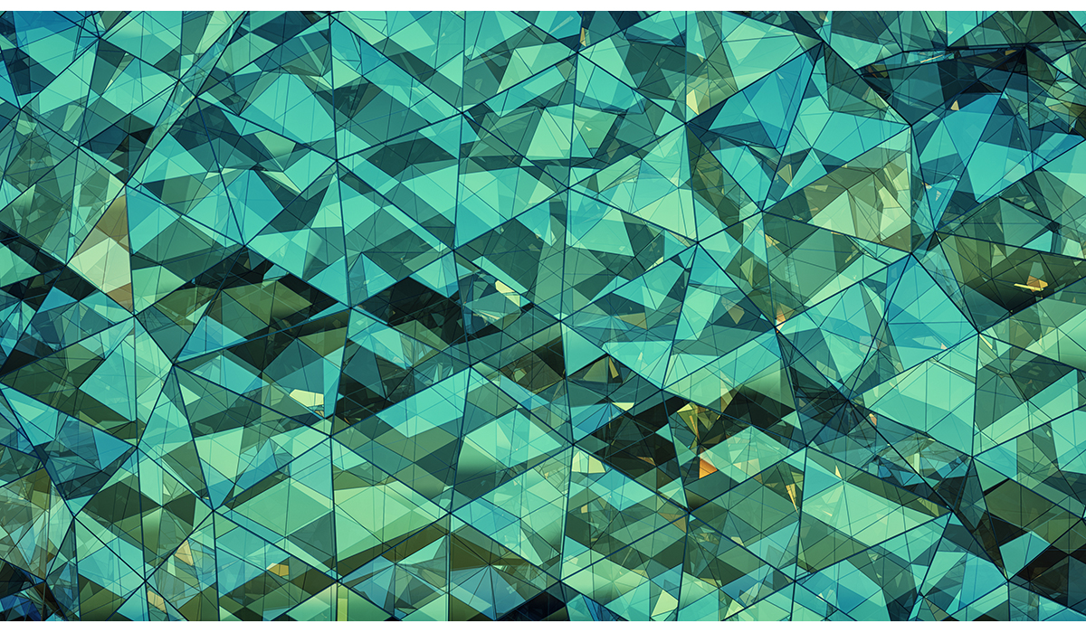 Triangulated Multilayered Turquoise Glass Construction Abstract 3D Rendering