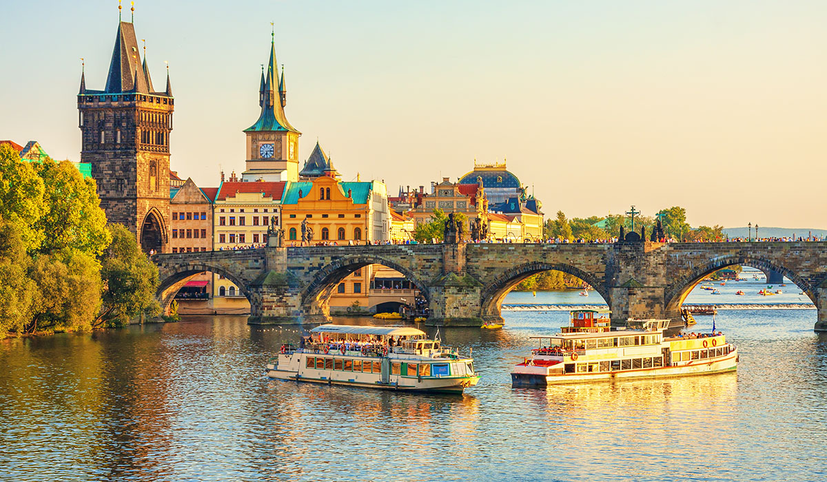 Charles Bridge And Architecture Of The Old Town In Prague, Czech