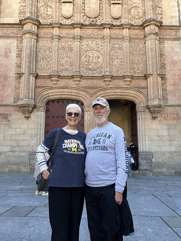 Carole Florek Hair, ’74, and Dwight Charles Hair, MA’68, JD’75, visited the University of Salamanca in Spain. Carole attended a summer program there 50 years ago after graduating from U-M.