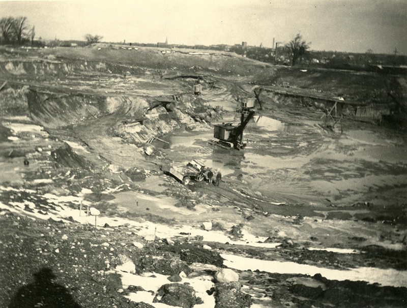 A sample of the water problems at Michigan Stadium's construction in 1926. Photo by Oscar Buss.