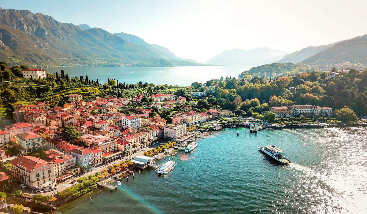 Aerial,View,Of,Bellagio,Town,,Located,At,The,Shore,Of
