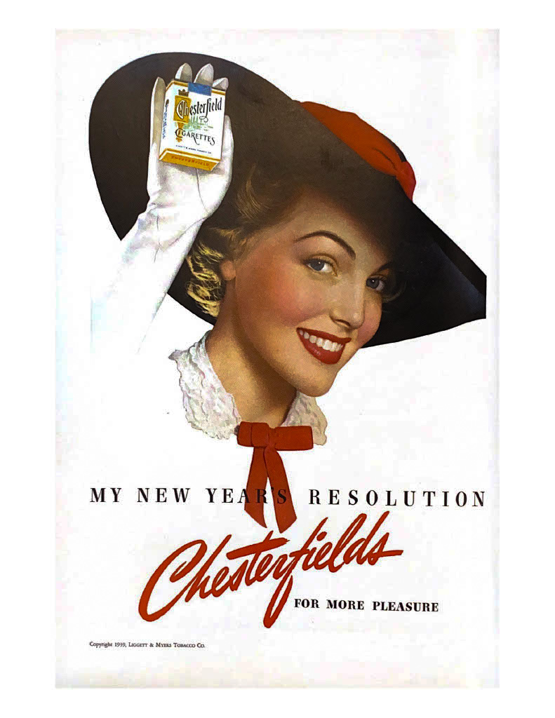 January 1939 Chesterfield Cigarette advertisement