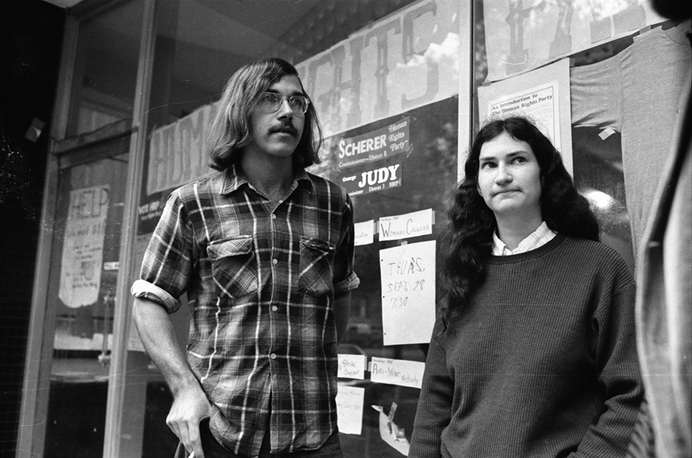Black-and-white photo of Jerry DeGrieck and Nancy Wechsler in October 1972