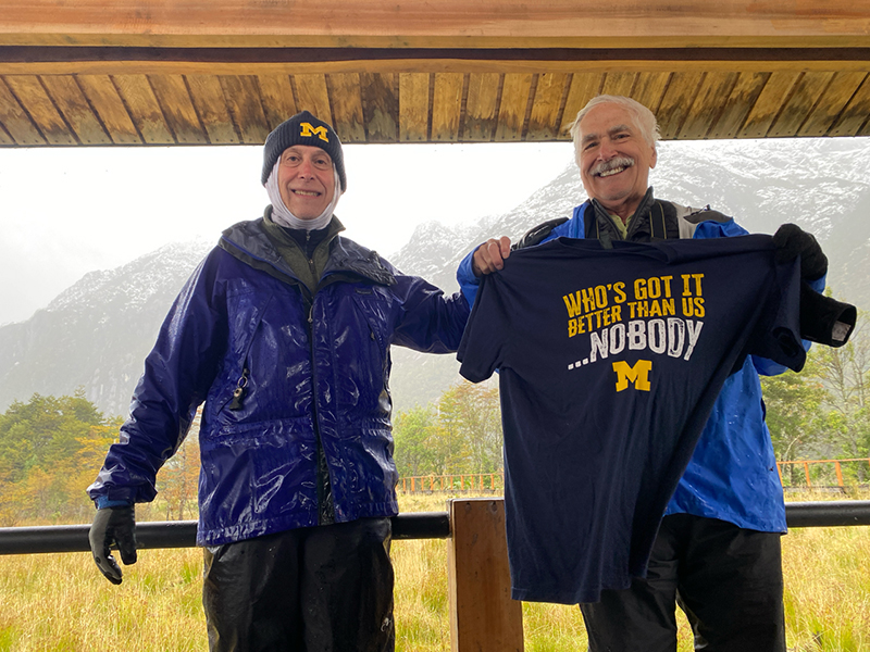 Alan Lewitz, ’80, MSE’82, happened to run into fellow alum George Sayre, ’70, DDS’74, while photographing the beauty of La Isla de Los Muertos (The Island of the Dead) in the southern Chilean Patagonia.