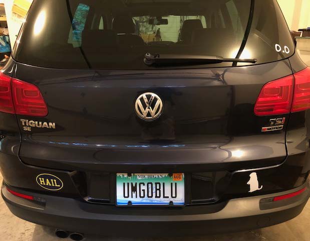Libby McKay, ’89, loves her UMGOBLU plate but originally requested 1GOBLU. She secured that plate, but not for long. Due to an address error by the Michigan Secretary of State office, she had to return it and another Wolverine snapped it up. So she settled for UMGOBLU. As she says, “redemption came recently.” After years of trying to secure the plate VICTORS, it is now proudly displayed on her car (see next image).