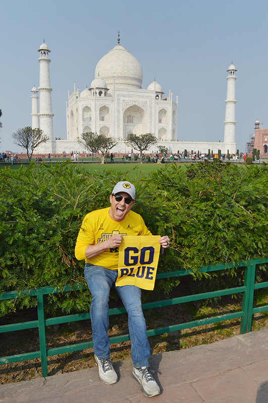 Ron Lippitt, ’92, didn’t need a reason other than pride to fly the U-M flag during a recent trip to India.