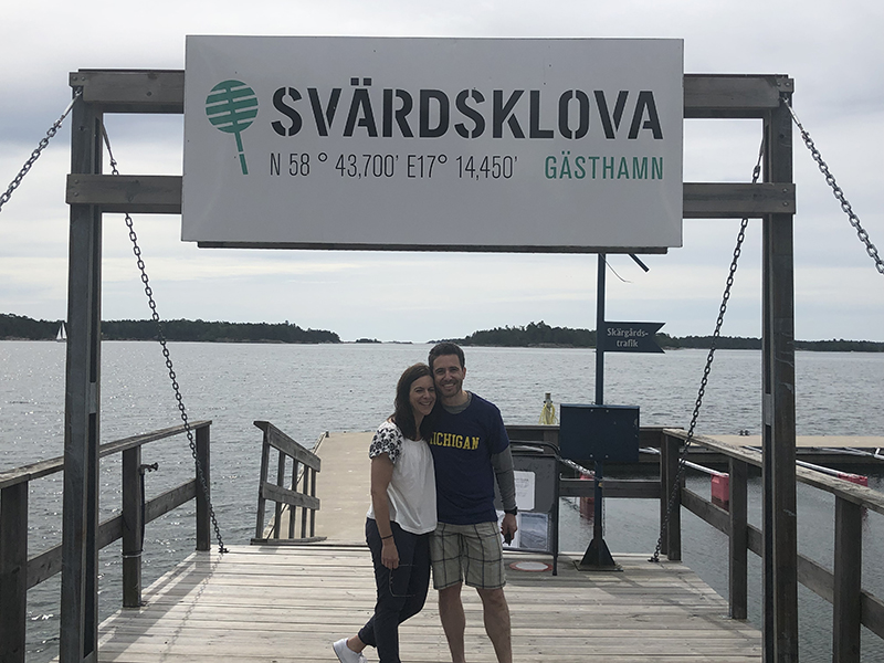 Rod, ’92, and Tracy Loewenthal, ’92, MBA’96, MHSA’96, stopped in Svärdsklova, Sweden, during a Baltic bike trip in June.