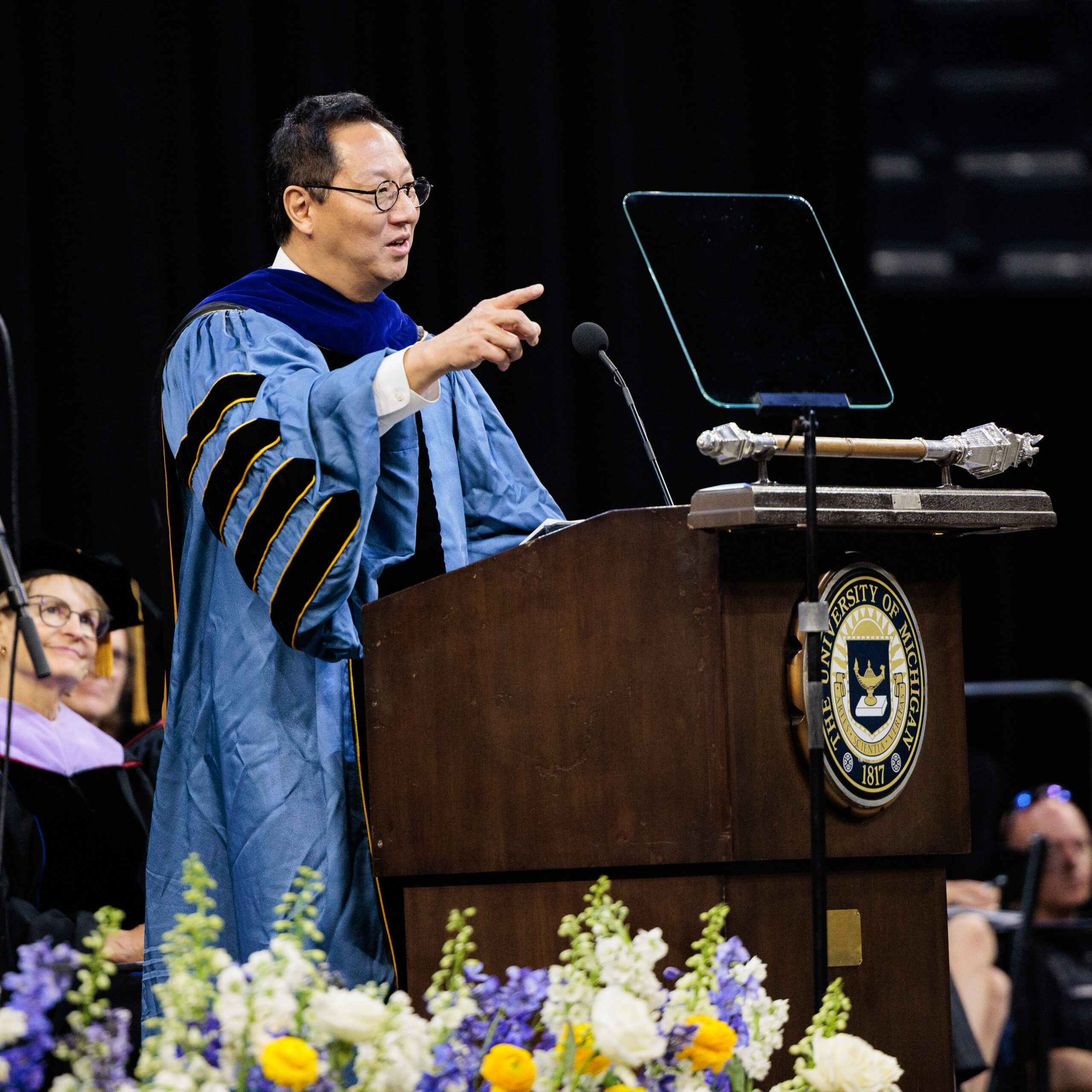 President Santa Ono Speaks At A Podium At Fall 2024 New Student Convocation.