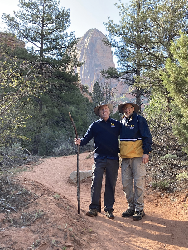 Steven Mandell, ’83, MD’87, MDRES’92 (right), hiked with U-M aerospace engineering professor Kenneth Powell through the Kolob Canyons of Zion National Park, Utah.