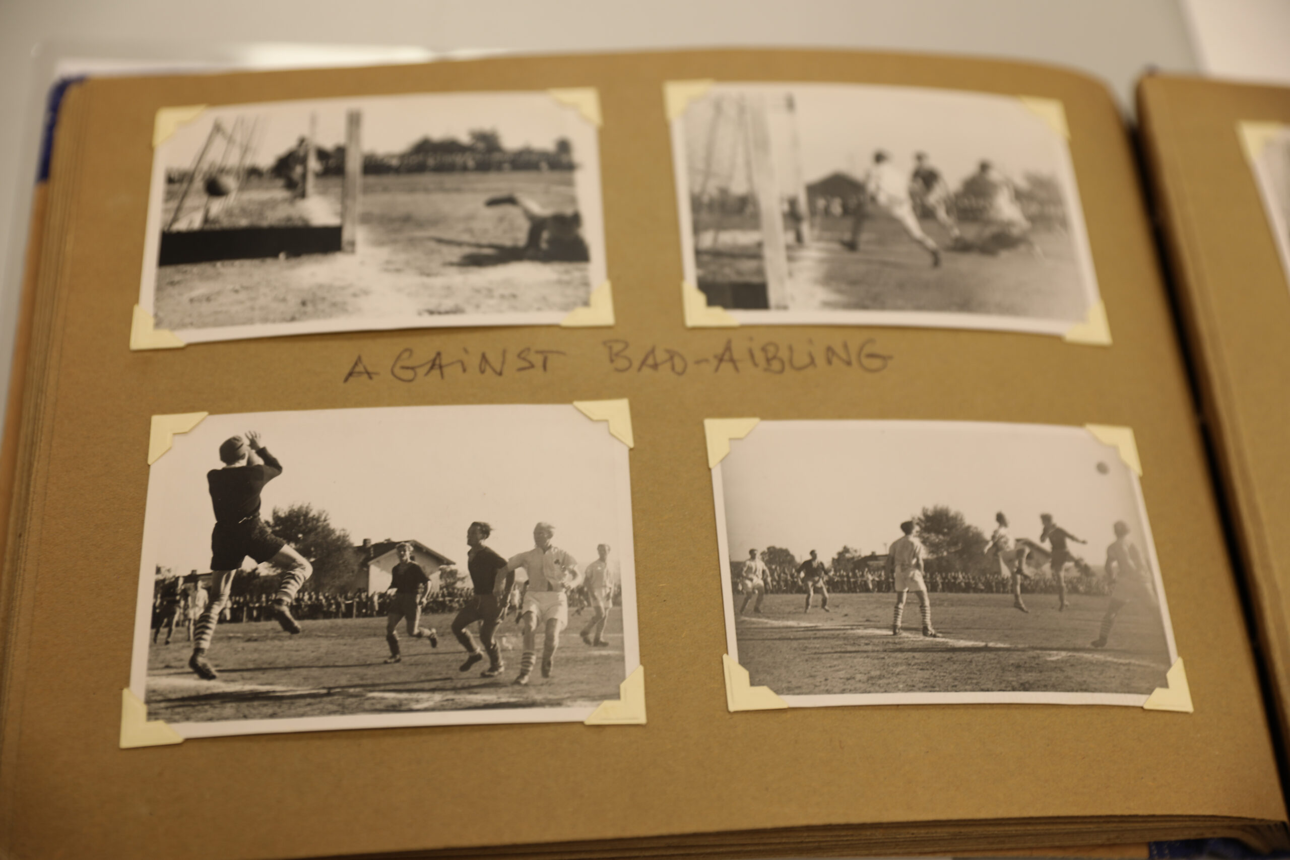 Photos of Ernest Sarosi and his soccer team at the POW camp in southern Germany.