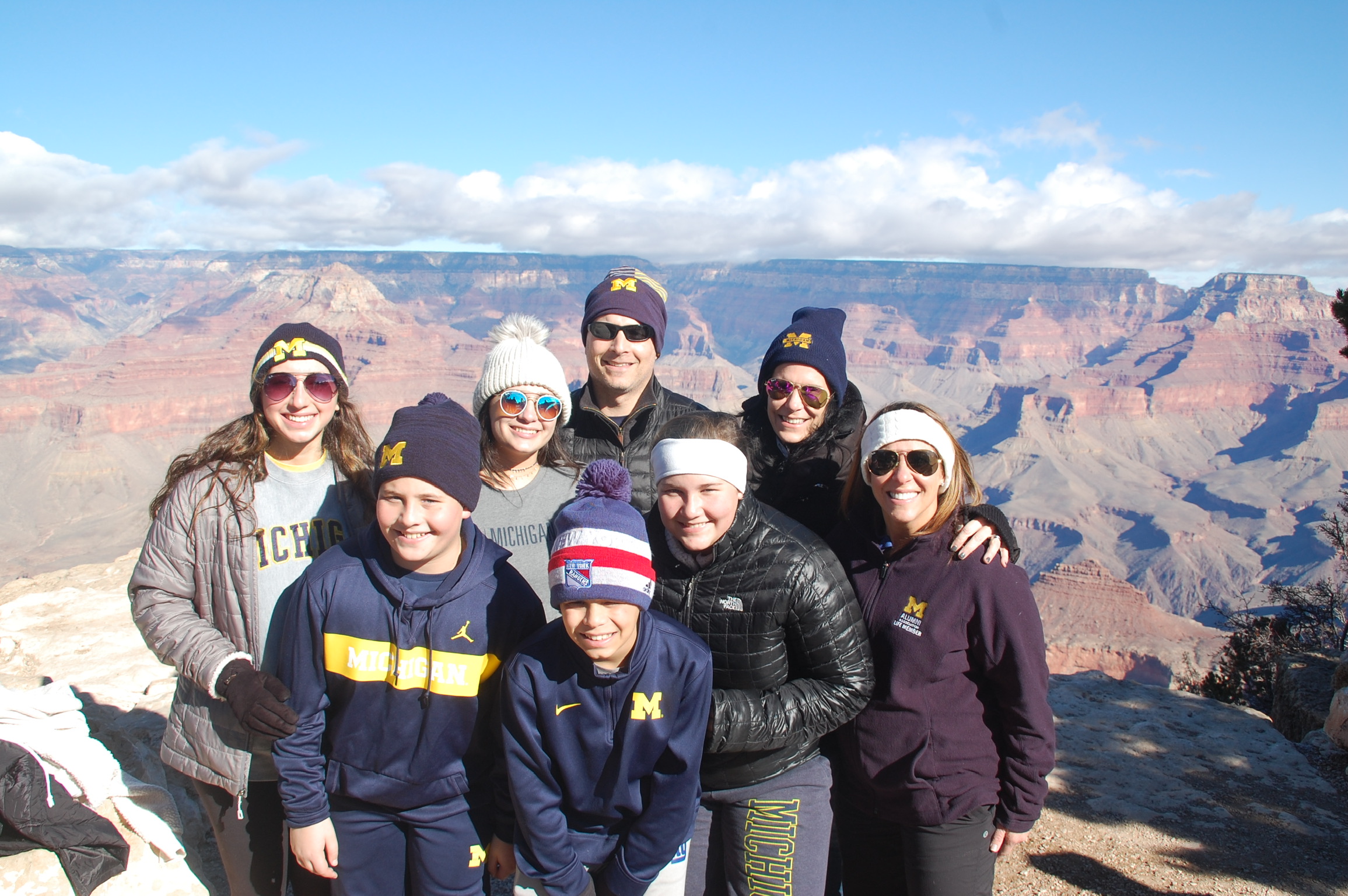 Jennifer, ’95, and Adam Meyerowitz, ’93, and their daughter, Abigail, visited the Grand Canyon with Marnee Meyerowitz Spierer, ’91, and others in December 2018.
