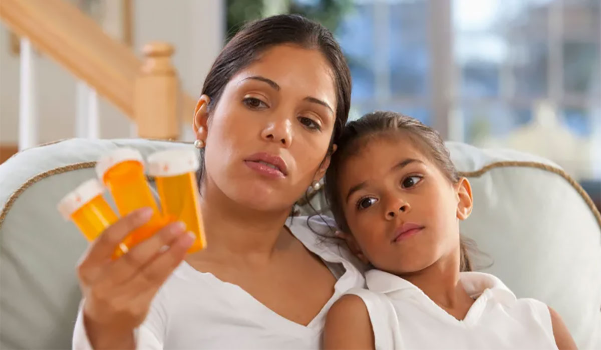 Mother Daughter Pill Bottles Empty