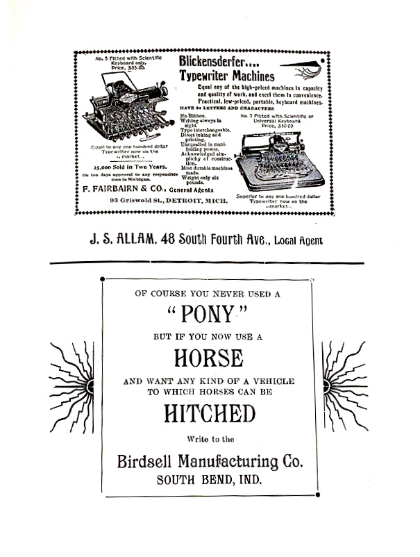 Nov 1897 Typewriter And Horse