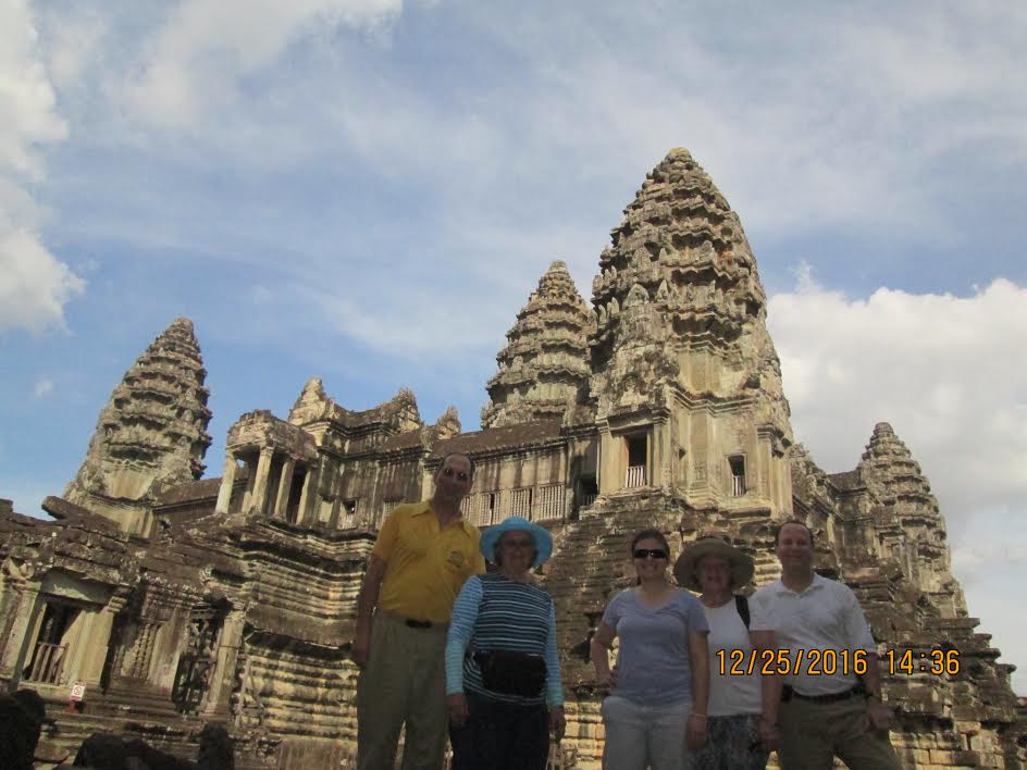 Bob Nusbaum, ’70, was at Angkor Wat, Cambodia, on Christmas Day 2016, along with his wife, Sue Nusbaum. To Sue’s right are Bob’s niece, Leigh Nusbaum; sister-in-law, Sharon Nusbaum; and brother, Bill Nusbaum.