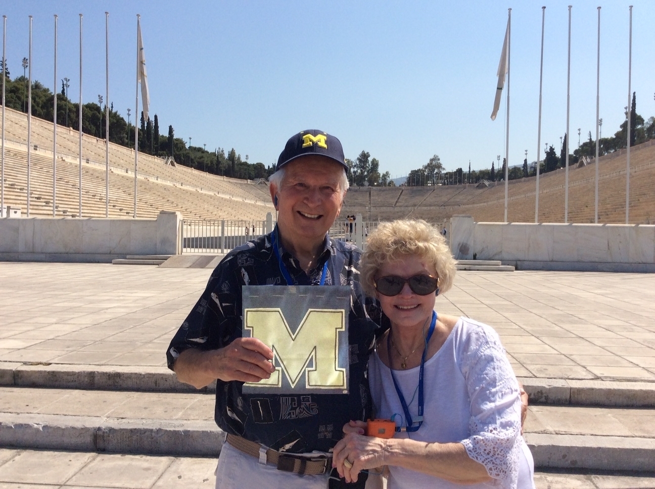 Robert, ’61, and Ramualda Pavlik, ’62, toured Greece, with a stop at the Panathenaic Stadium.