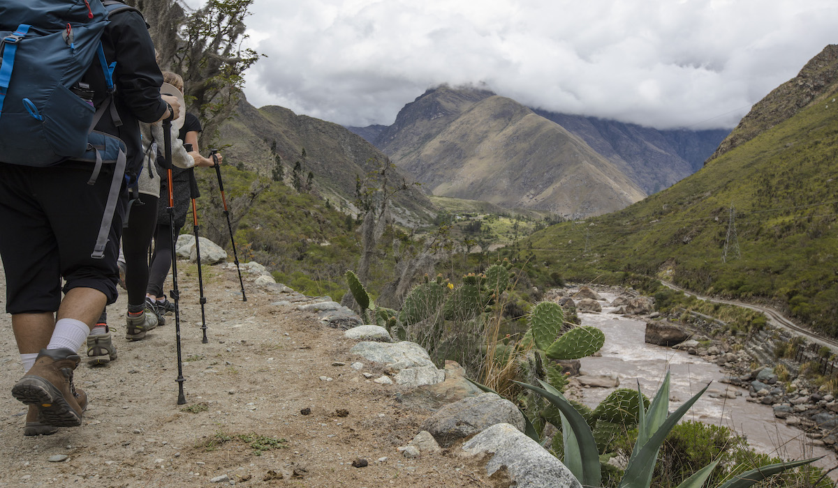 Peru Inca Trail Day 1 Group Hiking Poles Close Up