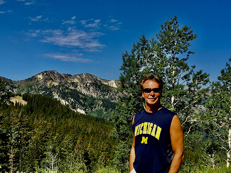 Richard J. Simons, MDRES’84, hailed from the trails of Alta, Utah, during a recent trip.