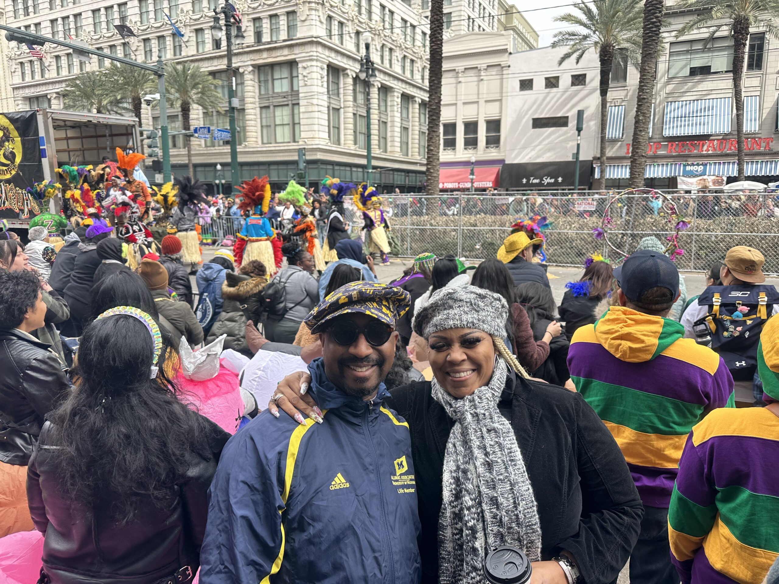 Rodney Johnson, ’91, and his wife, LaShawn, celebrated Mardi Gras in New Orleans by mixing a bit of Maize and Blue into the festivities.