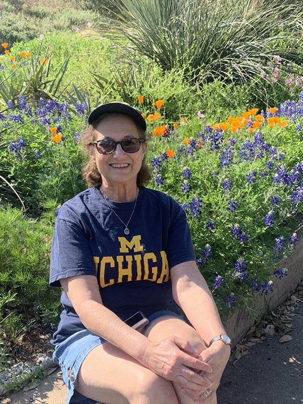 Texas bluebonnets and golden poppies give a special Michigan-style welcome to Doris Rubenstein, ’71, in Austin, Texas.